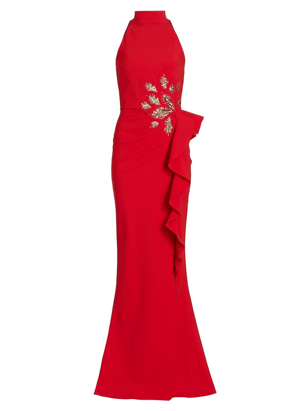 Teodorina Sequined Ruffle Halter Gown | Saks Fifth Avenue