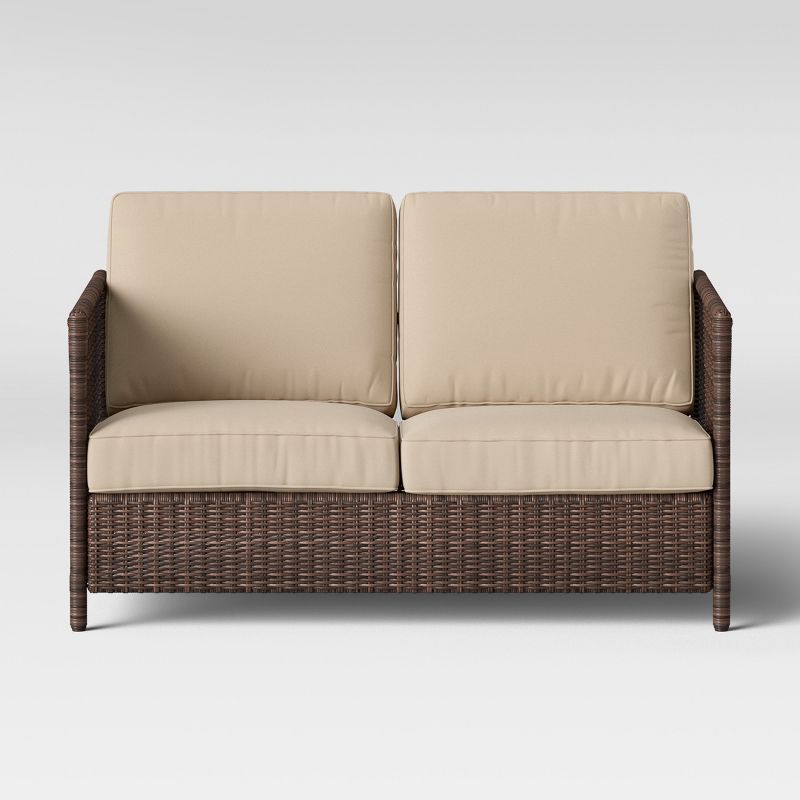 Monroe Wicker Motion Patio Loveseat Tan - Threshold™ | Target