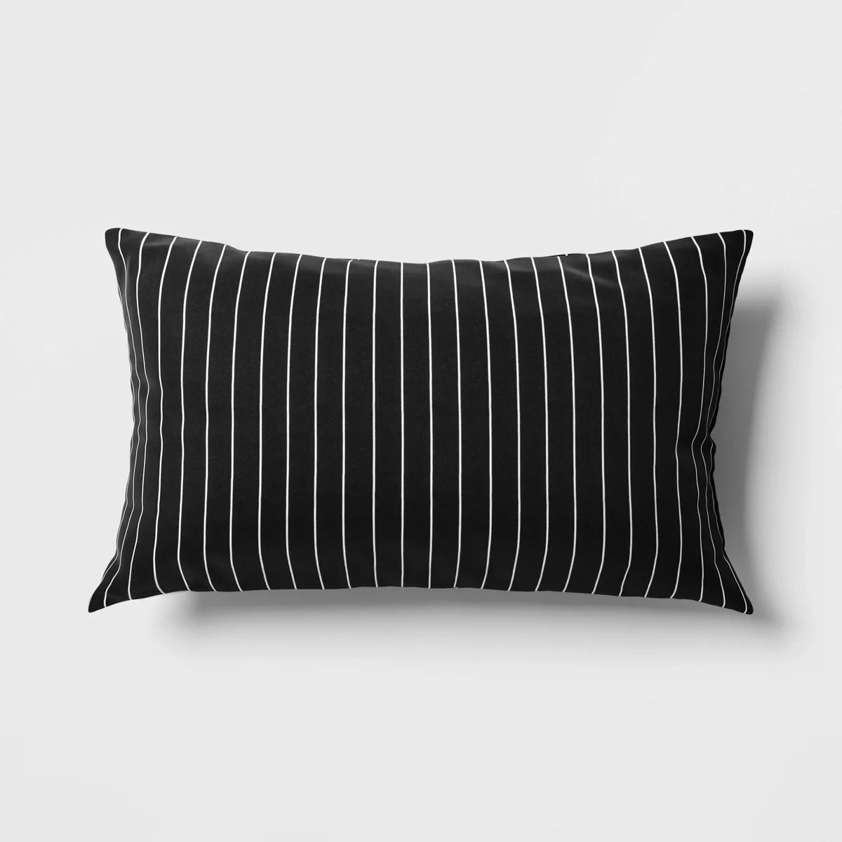 10"x17" Pin Stripe Rectangular Outdoor Lumbar Pillow Black - Room Essentials™: UV & Weather-Res... | Target