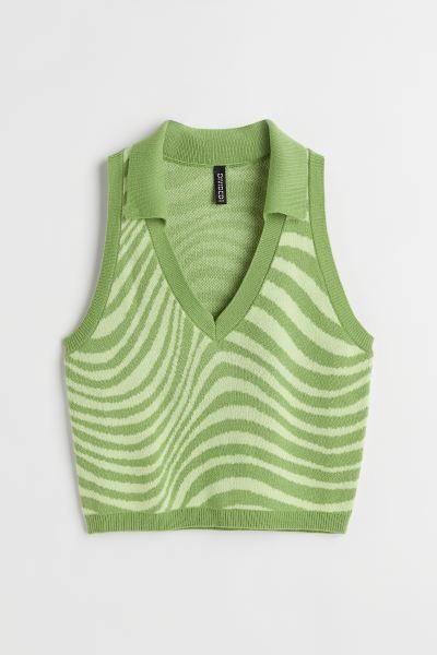 Knit Sweater Vest with Collar | H&M (US)