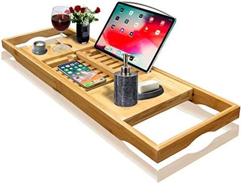 Nature Gear Wood Bamboo Luxury Bath Caddy for Your Book, Tablet or Smartphone - Bathtub Tray with... | Amazon (US)
