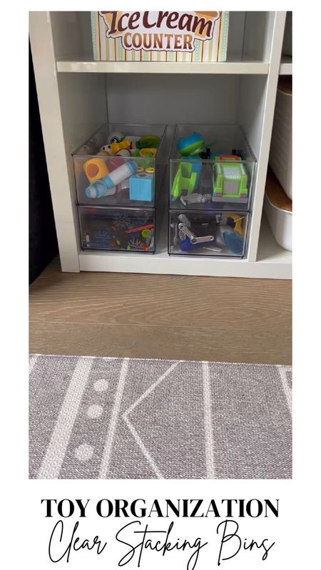 One of my favorite new ways to store toys with small parts.  These clear stacking bins fit perfectly into my cube Storage shelves.

Playroom storage ideas | playroom storage | toy storage | kids room organization | play reorganization

#KidsRoom #PlayroomStorage #PlayroomOrganization #ToyStorage #ToyOrganization #KidsRoom #PlayroomIdeas 
