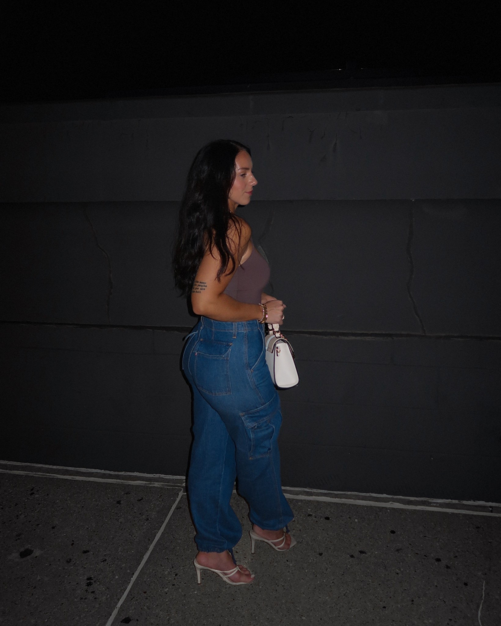 Girls night out dressy denim outfit! Levi cargo pants, bodysuit outfit, heels and denim outfit 
Bag is “Caraever Faux Leather Satchel” by Aldo but linked similar looks 🐅

#LTKFindsUnder100 #LTKStyleTip #LTKNYFW