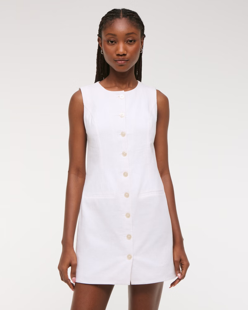 The A&F Mara Linen-Blend Mini Dress | Abercrombie & Fitch (US)