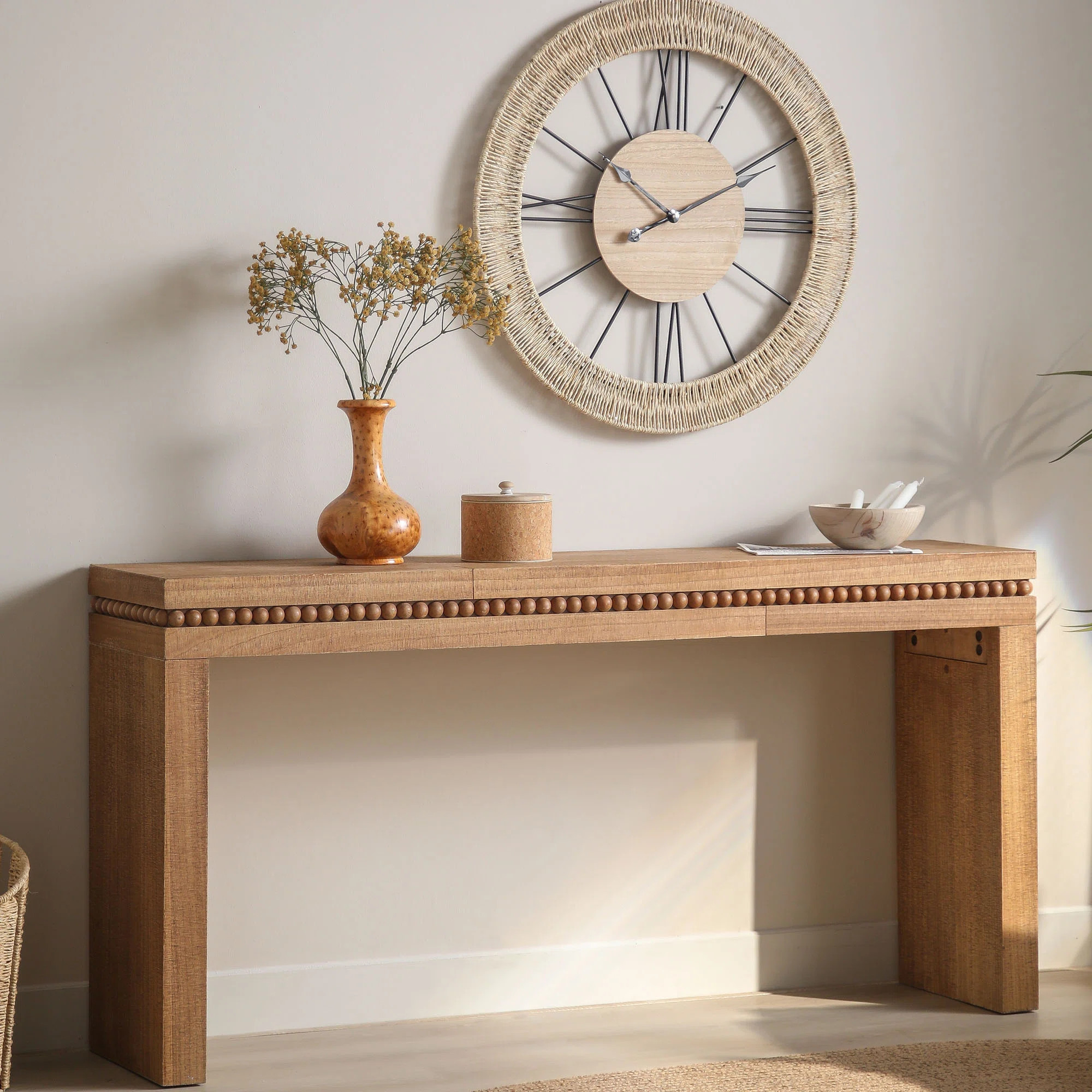 Lark Manor 64" Wooden Console Table Decorated with Wooden Balls | Wayfair | Wayfair North America