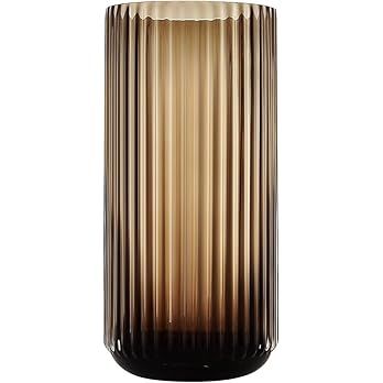 Small Cylinder Ribbed Brown Glass Flower Vase for Farmhouse Dining Table Centerpieces Decor | Amazon (US)