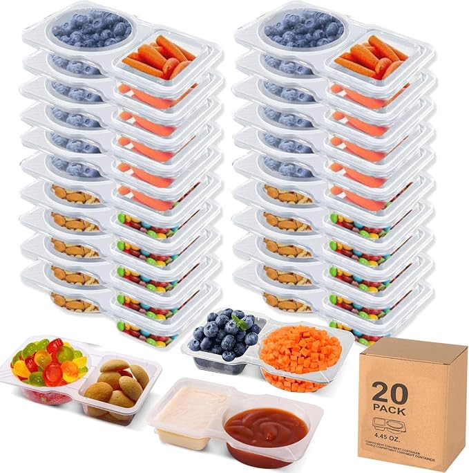 Reusable Snack Containers with Lids 20Pcs, Compartment Portion Control Containers for Snacks, Con... | Amazon (US)