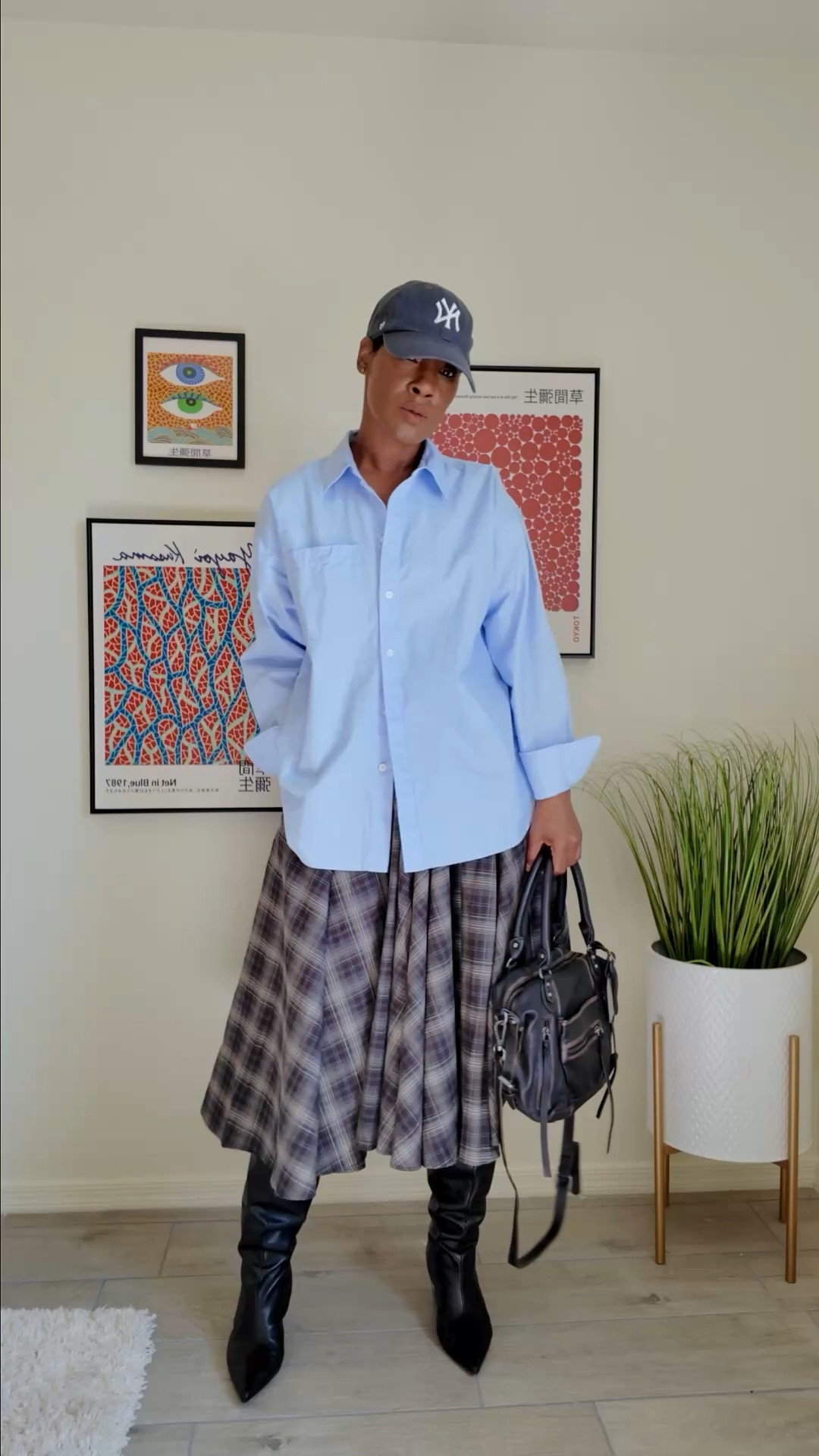 Plaid Skirt and Button Down Shirt Outfit. 

#ootd, Fall Outfits, Fall Style, Outfits 

#LTKFindsUnder100 #LTKU #LTKStyleTip