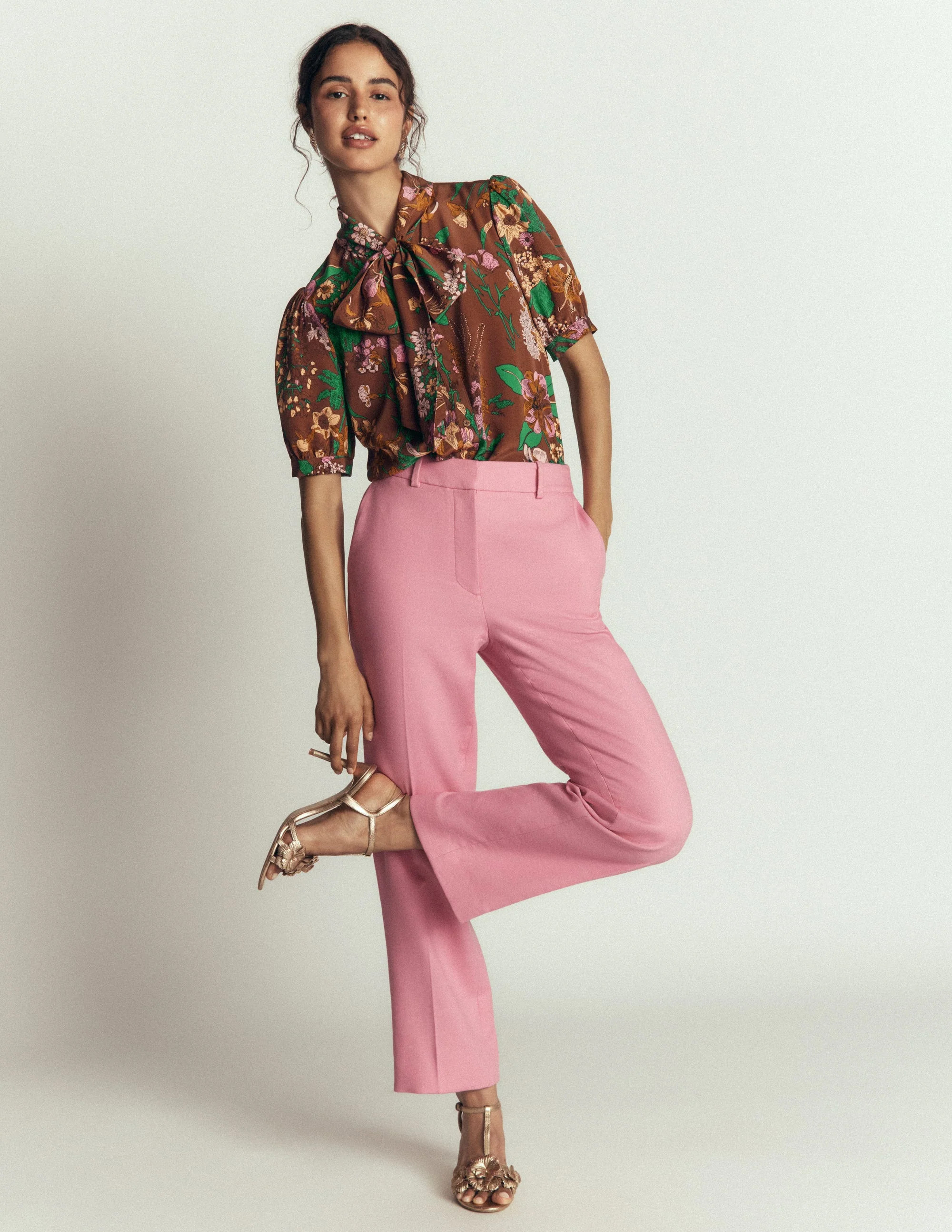 Tie Neck Silk Top-Woodland, Whimsical Flora | Boden (US)
