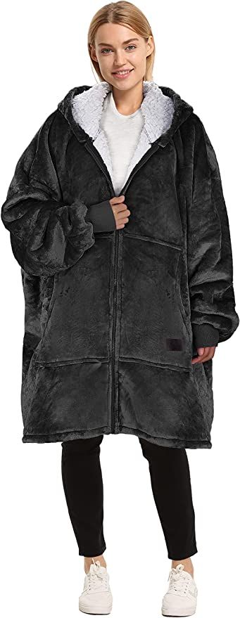 Catalonia Oversized Hoodie Blanket with Zipper, Wearable Sherpa Sweatshirt Pullover, Soft Warm Co... | Amazon (US)