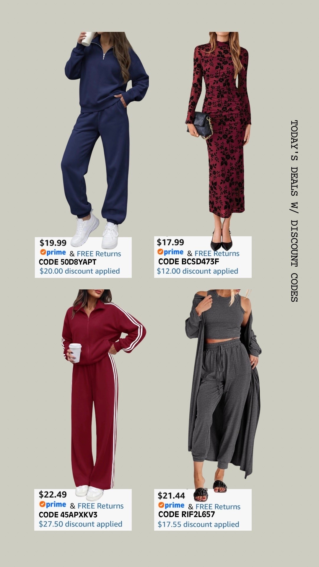 PROMO CODE DEALS ON AMAZON!

Promo codes are entered are on the check out screen where you select payment method. 

Codes & coupons only work for a limited time! If you get an error, it may have maxed the color/size you selected.. so try another one. Sometimes it helps to check out one item at a time! 

SCREENSHOT TO EASILY COPY/PASTE PROMO CODE AT CHECKOUT! 

#affordablestyle #amazonstyle #amazondeals #everydayoutfits #ltksalealert #dailydeals

#LTKMidsize #LTKSaleAlert #LTKootd