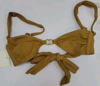 New Monday Swimwear Petit Ermitage Bikini Top Gold Lu Res Rib Size P | eBay US