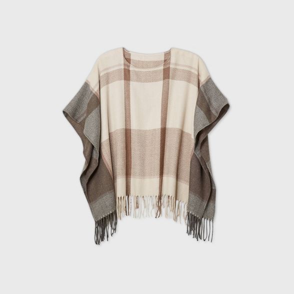 Women's Plaid Poncho Sweater - Universal Thread™ Purple | Target