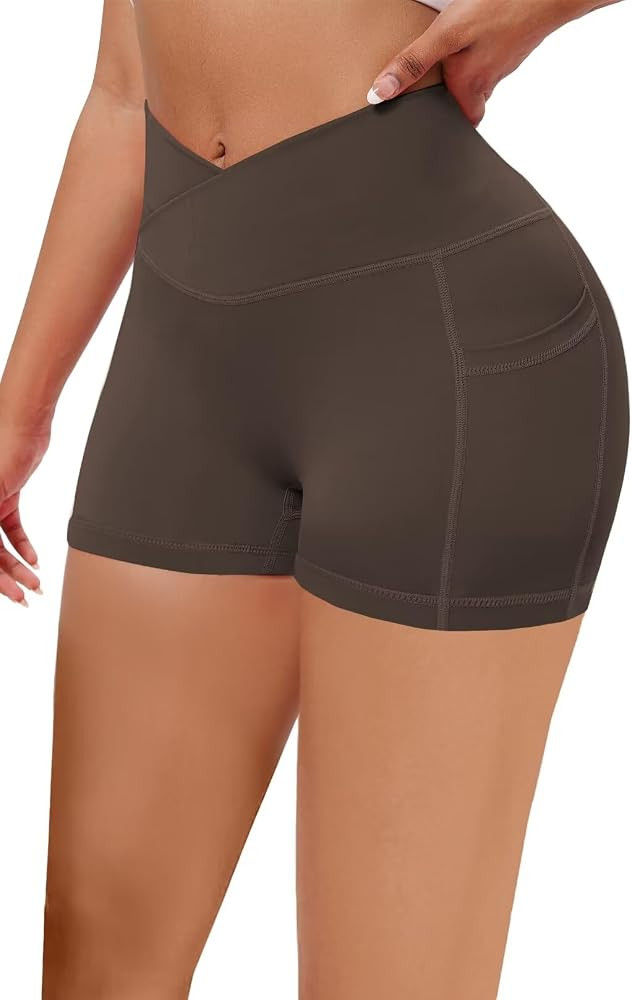 Vertvie Gym Shorts Women 3"/ 9" Crossover Biker Shorts High Waisted Spandex Workout Yoga Volleyba... | Amazon (US)