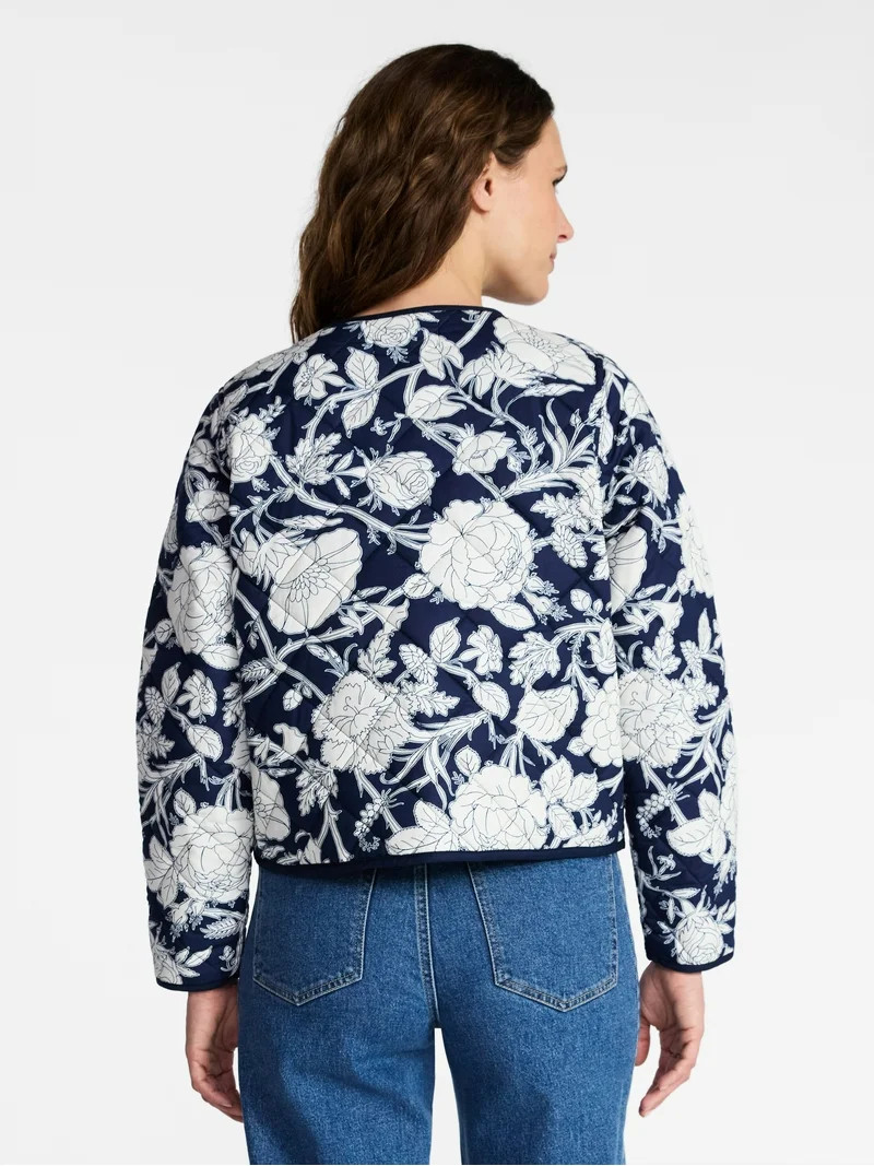 Time and Tru Women's Quilted Cotton Jacket, Sizes XS-XXXL | Walmart (US)