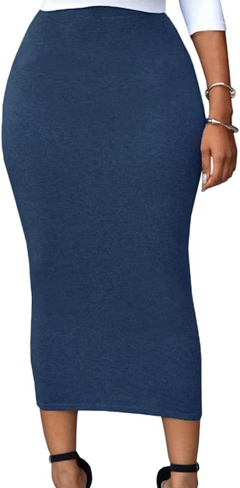 Lrady Women's High Waist Slim Bodycon Party Club Night Out Maxi Long Pencil Skirts | Amazon (US)