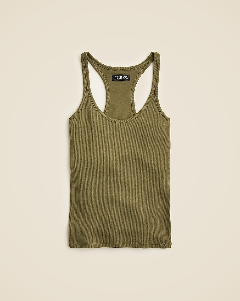 Fine rib racerback tank top with shelf bra | J. Crew US