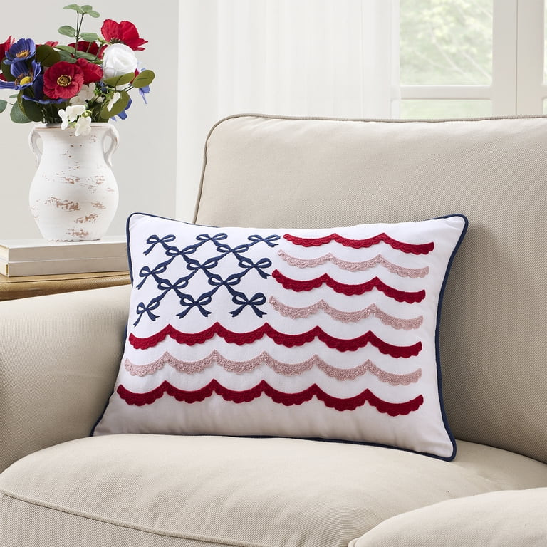 Bow Flag Decorative Pillow, Red/White/Blue, 19.5" x 14", by My Texas House | Walmart (US)