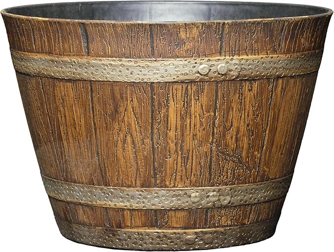Classic Home & Garden Whiskey Barrel Planters - Wooden Finish Flower Planter Pot - Stylish Garden... | Amazon (US)