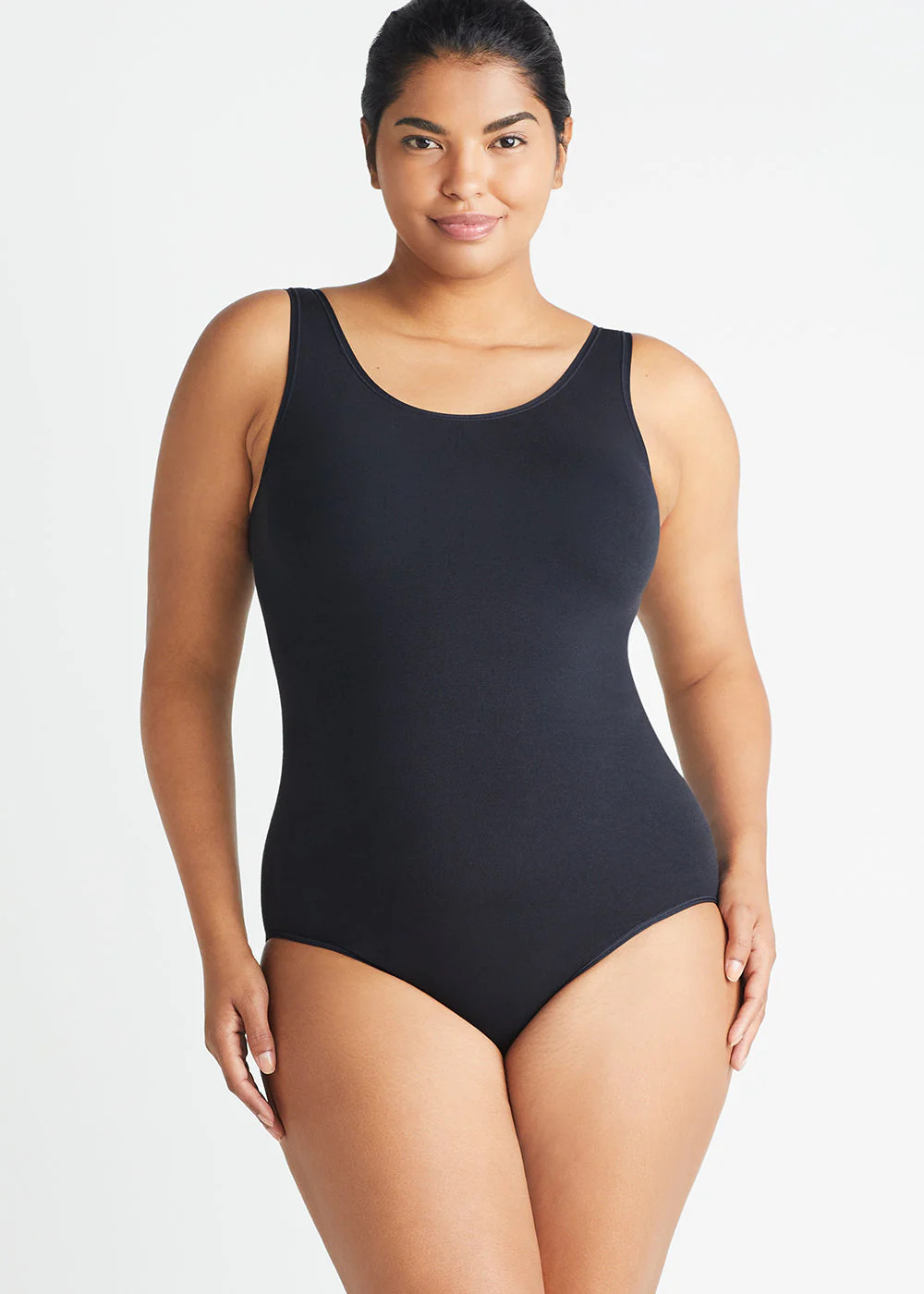 Breathable Seamless Black Cotton Bodysuit Ruby Shaping Full Back | Yummie