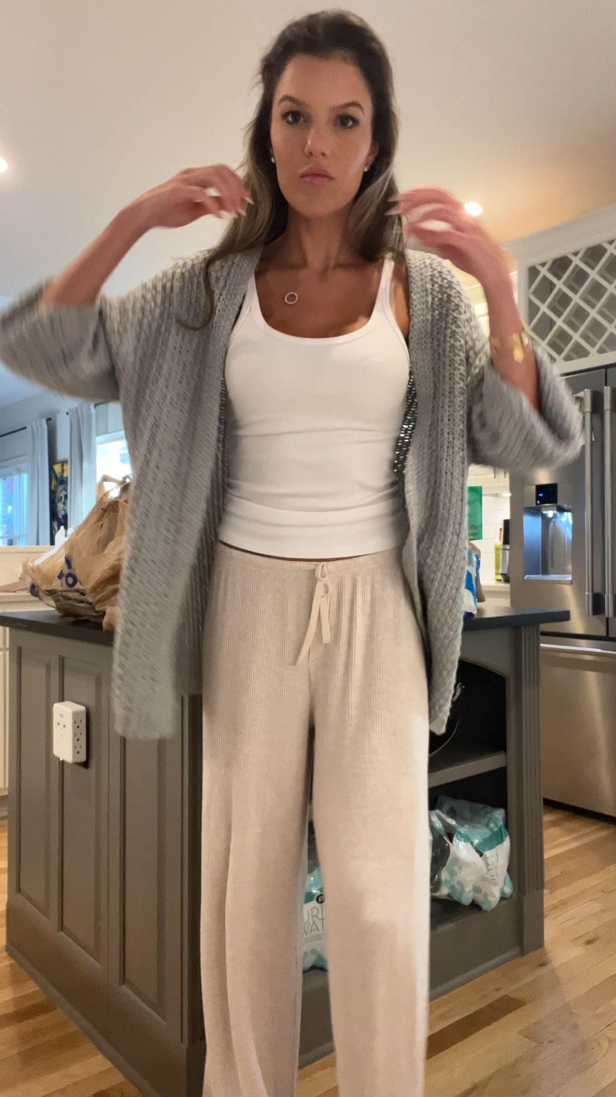 Cozy causal lounge wear. These lounge pants from Target are my current obsession. Size small. Size xs tank. Cardigan is old from a boutique (LEGLACE) 

#LTKFindsUnder50 #LTKFindsUnder100