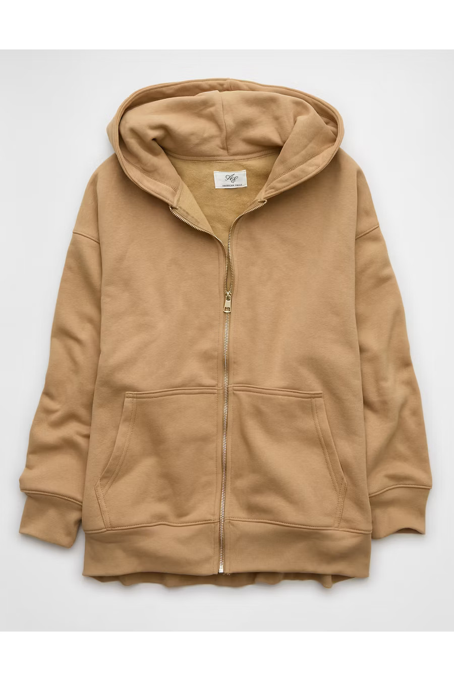 AE Everyday Luxe Zip-Up Hoodie Women's Medium Brown XXS | American Eagle Outfitters (US & CA)