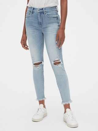 High Rise Destructed True Skinny Ankle Jeans with Secret Smoothing Pockets | Gap (US)
