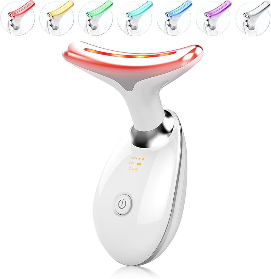7 Color Light Based Facial and Neck Massager - Face Massager Tool for Skin Care at Home, Glossy W... | Amazon (US)