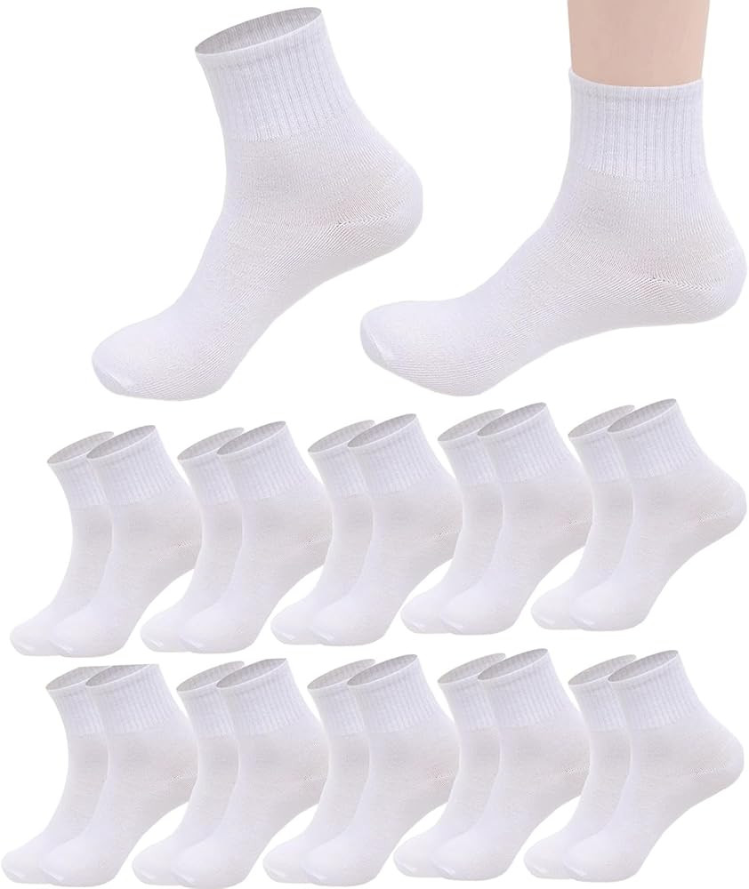RICHBULL 10 Pairs Thin Crew Socks for Men & Women, Breathable Casual Athletic Ankle Socks | Amazon (US)