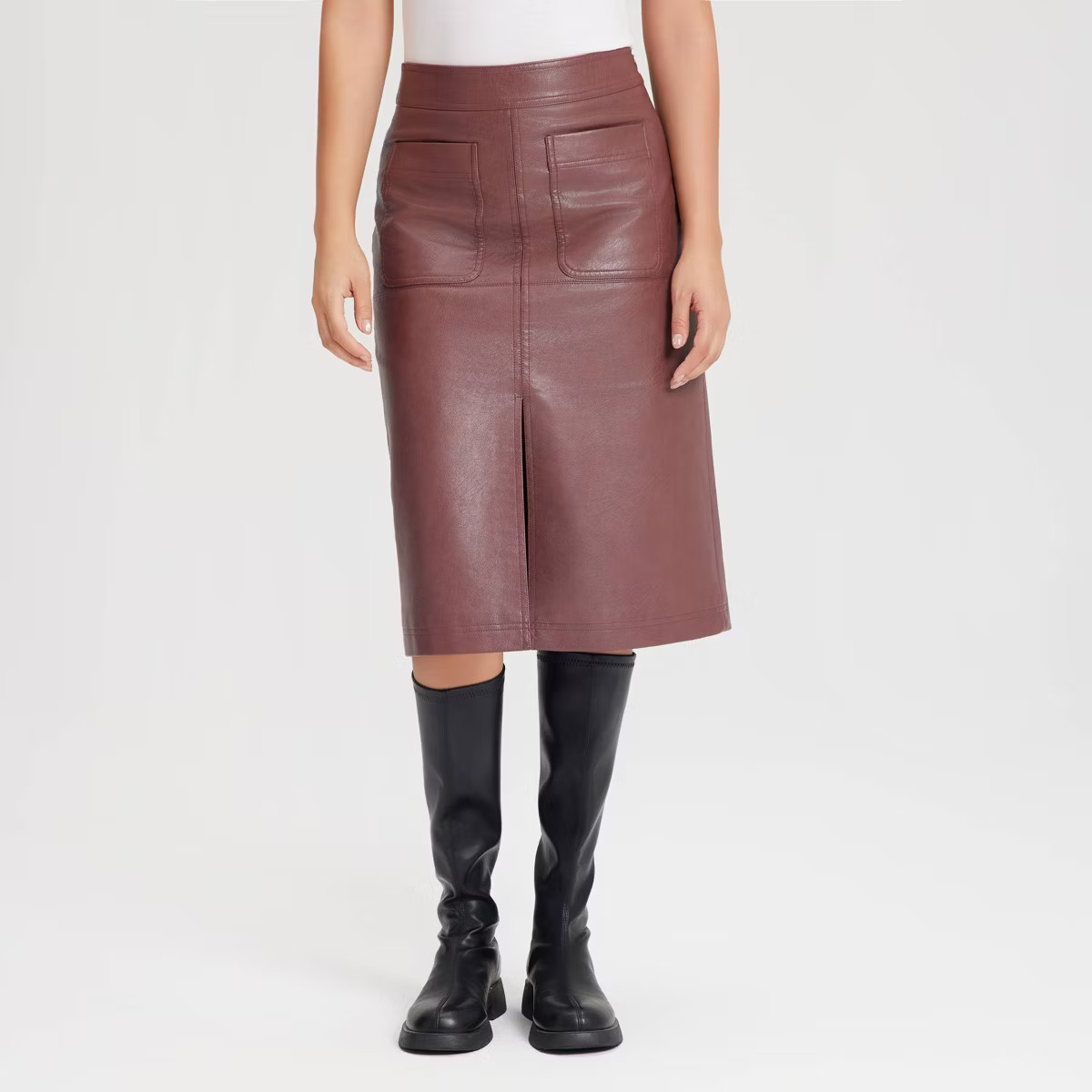 Women's Faux Leather Midi A-Line Skirt - Universal Thread™ | Target