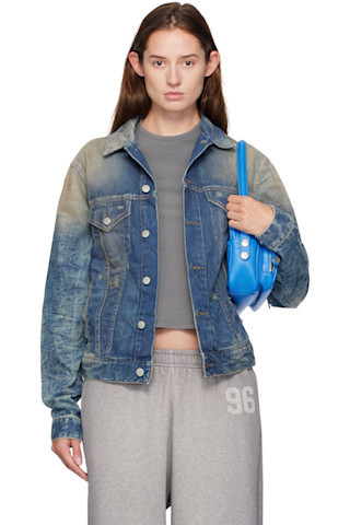 Blue Distressed Denim Jacket | SSENSE