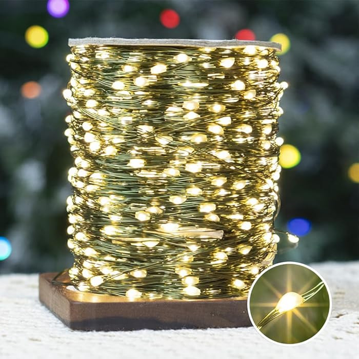 100FT Green Wire Fairy Lights Plug-in, 300 LED Dimmable Waterproof String Lights with Remote - 8 ... | Amazon (US)