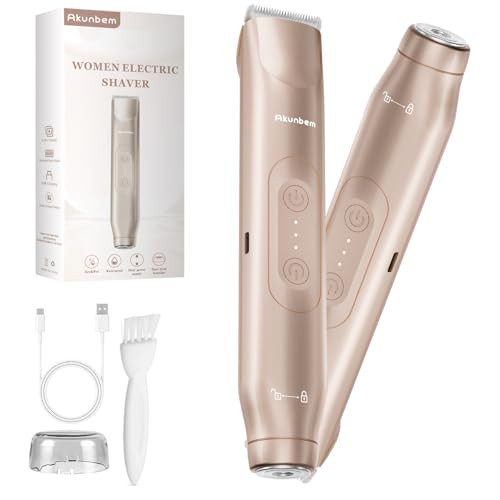Akunbem Bikini Trimmer for Women - 2 in 1 Electric Razors for Women - Dual Head Electric Shaver - IPX7 Waterproof Wet & Dry Use Body Hair Trimmer and Facial Hair Remover for Bikini Underarm Leg Arm | Amazon (US)