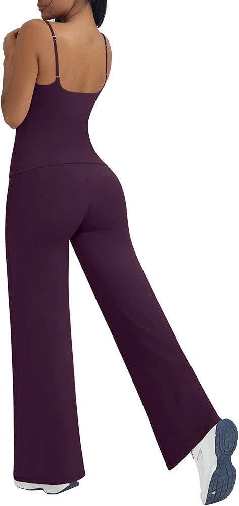 Amazon.com: OMKAGI Workout Sets for Women Padded Tank Tops Matching Straight Leg Yoga Outfits(S,5... | Amazon (US)