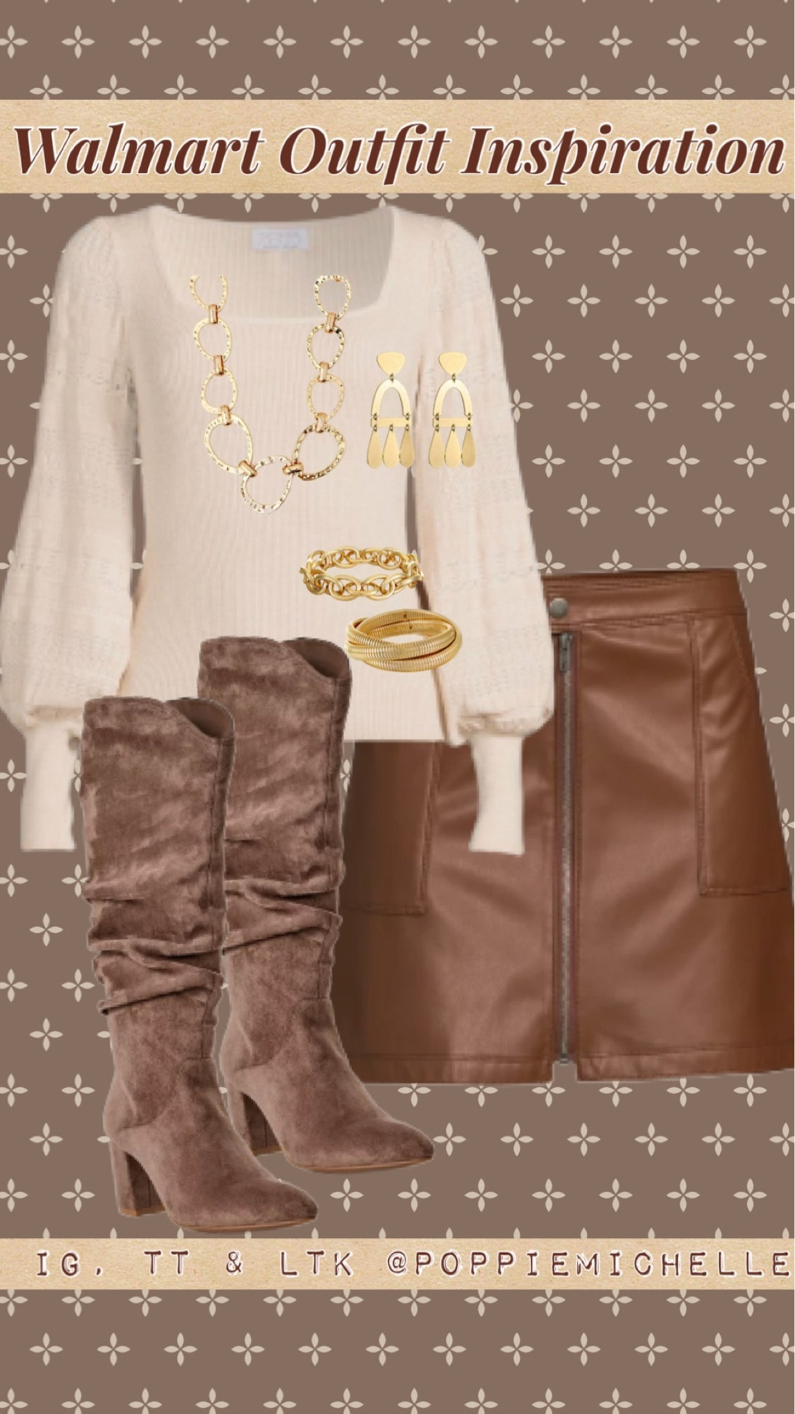 #walmartfashion Walmart fashion Walmart style Walmart outfit Walmart holiday outfit brown faux leather skirt vegan leather skirt brown leather zip skirt brown leather mini skirt brown faux leather mini skirt tall slouch shrug boots tall slouchy suede boots tall brown slouchy suede boots cream sweater long sleeve ivory sweater longsleeve antique white shirt balloon sleeve sweater square neck sweater Poppie Michelle No Boundaries skirt Sofia Vergara top time and Tru boots

#LTKcurves #LTKfit #LTKHoliday