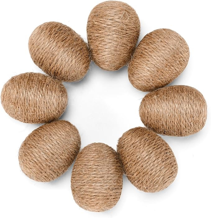 8pcs Linen Rope Easter Ornaments, Rustic Brown Decorative Eggs for Spring Easter Basket Fillers, ... | Amazon (US)