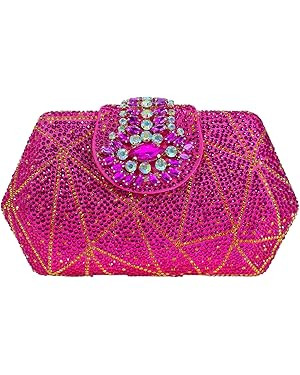 Vintage Rhinestone Clutch Colorful Women Bling Purse Party Bag Wedding Handbag | Amazon (US)
