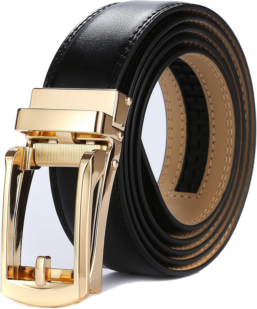 Mens Leather Ratchet Belts with Click Buckle Perfect Fit Dress Belt 30mm Wide | Amazon (US)