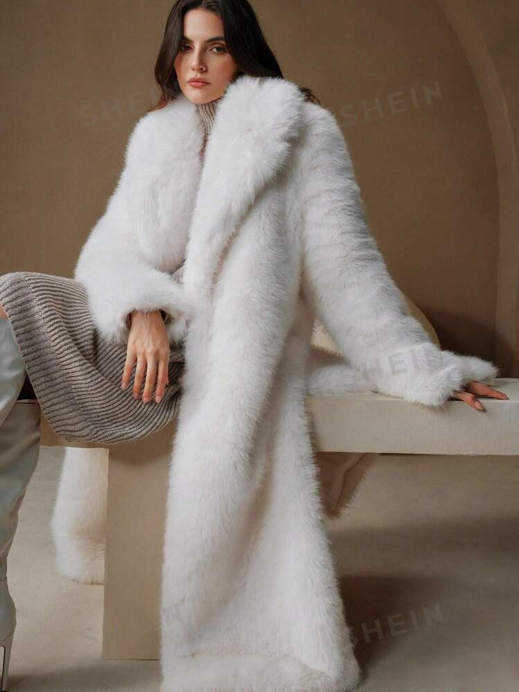 Anewsta Women's Long Fluffy Collar Elegant Modern Fashion Jacket For Holiday Party Clothes | SHEIN