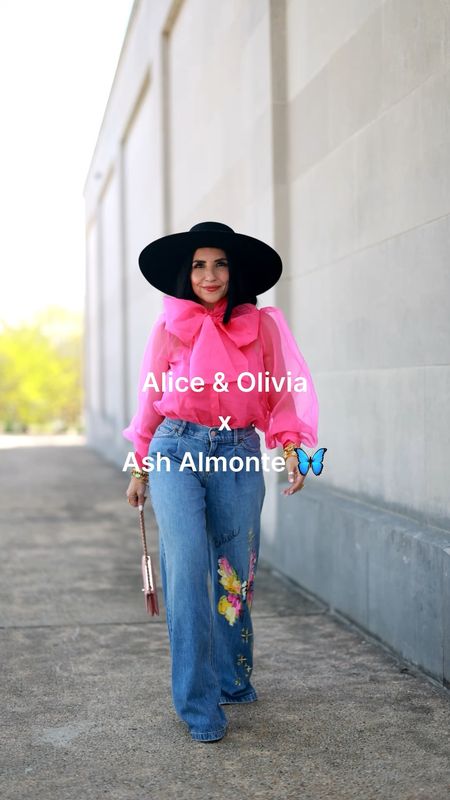 Pink Feminine Bow Top
Wide Leg Denim Jeans -I am wearing size 24
Gucci Denim Heels 
Pink Chanel Bag 
Julie Vos Jewelry 
Lack Of Colors Black Wide Brim Hat 


#LTKstyletip #LTKover40 #LTKbeauty