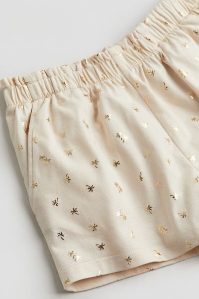 Patterned Paper-bag Shorts - Beige/palm trees - Kids | H&M US | H&M (US + CA)