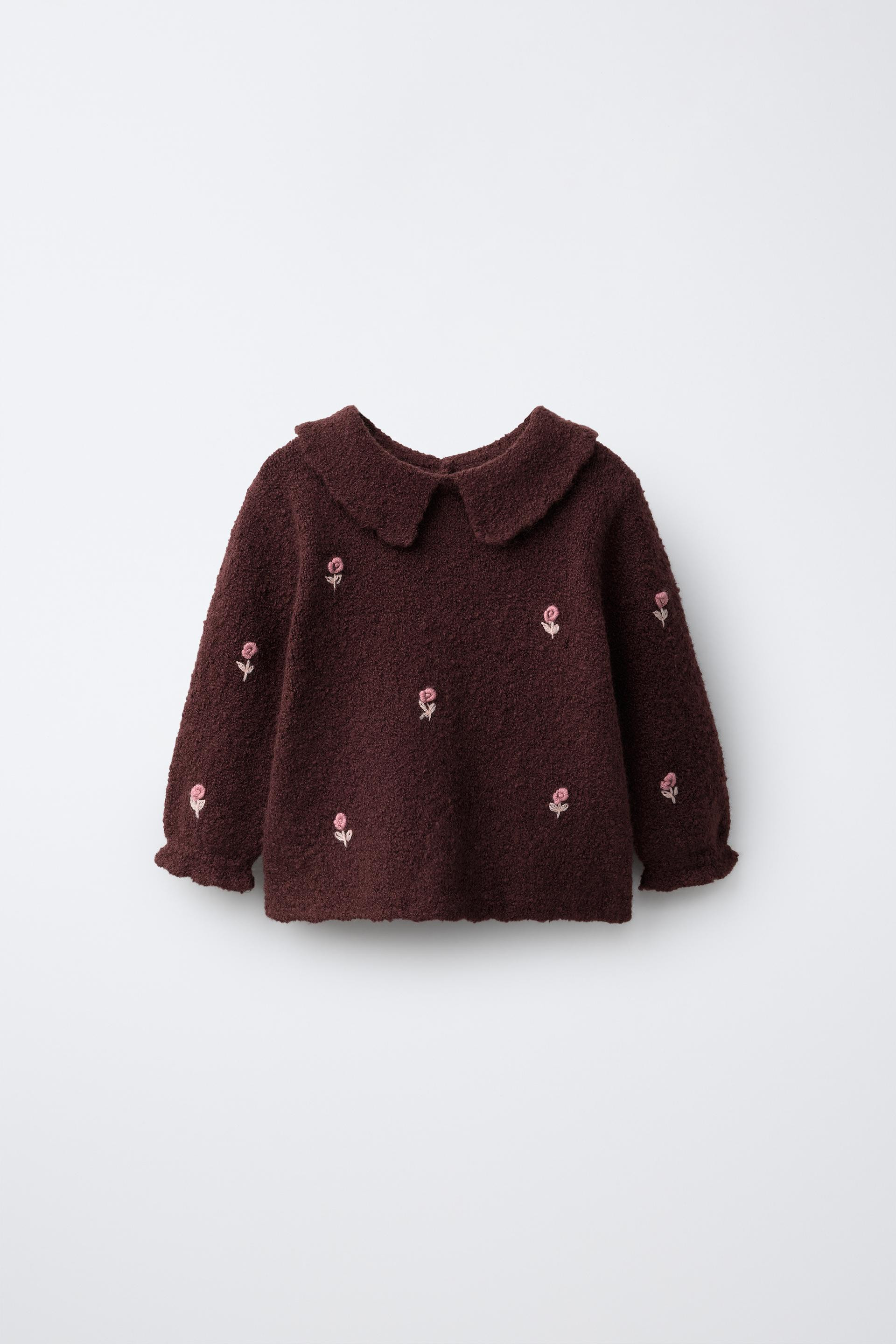 Zara - Bobble-Knit Jumper - Dark Burgundy - 1-3 Months (24,4 Inches) - Kids | Zara US