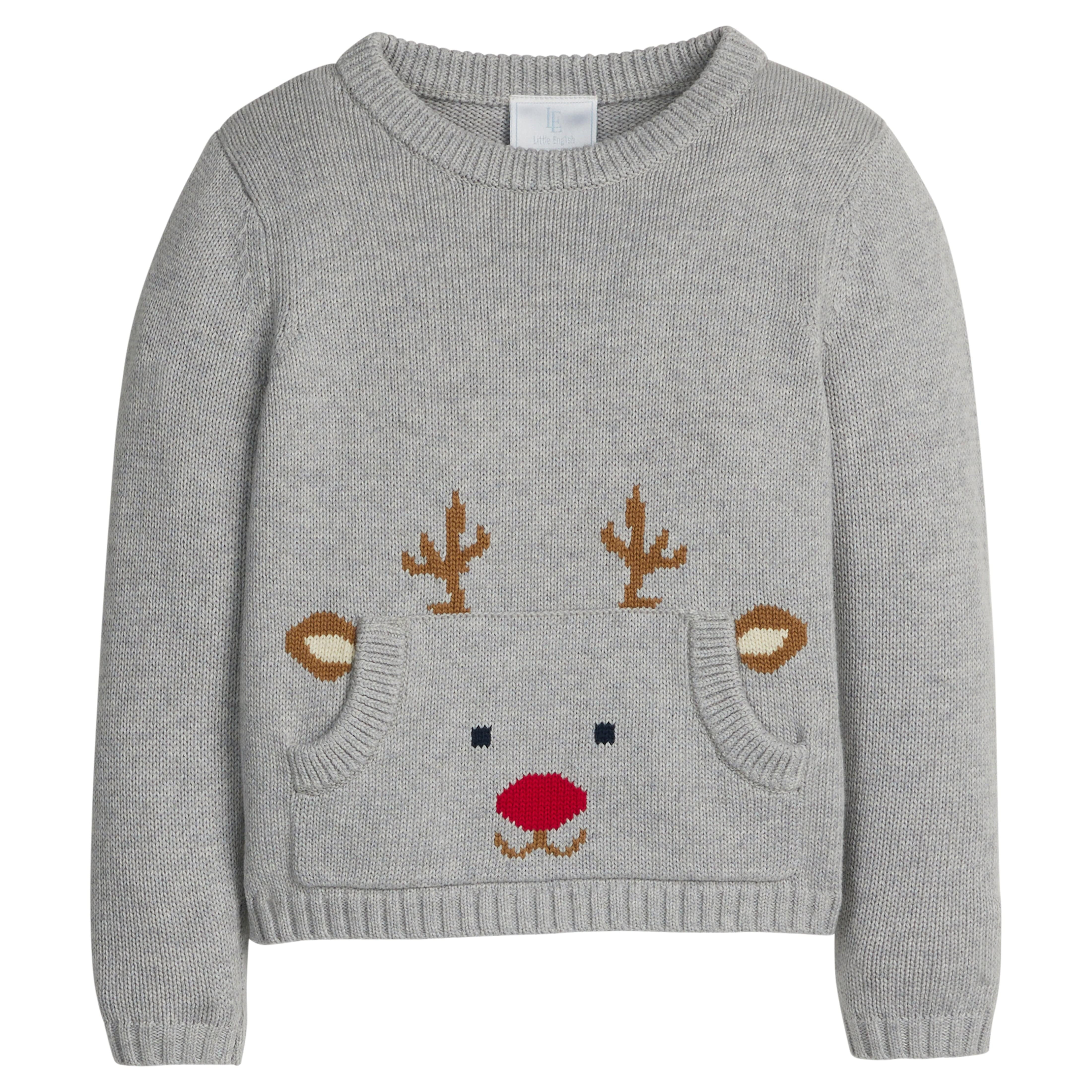 Boy's and Girl's Pocket Intarsia Sweater - Reindeer | Little English | Little English