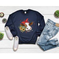Sunflower Sweatshirt, Cow Country Girl Shirt, Farm Lover Cowgirl Unisex Sweatshirt | Etsy (US)