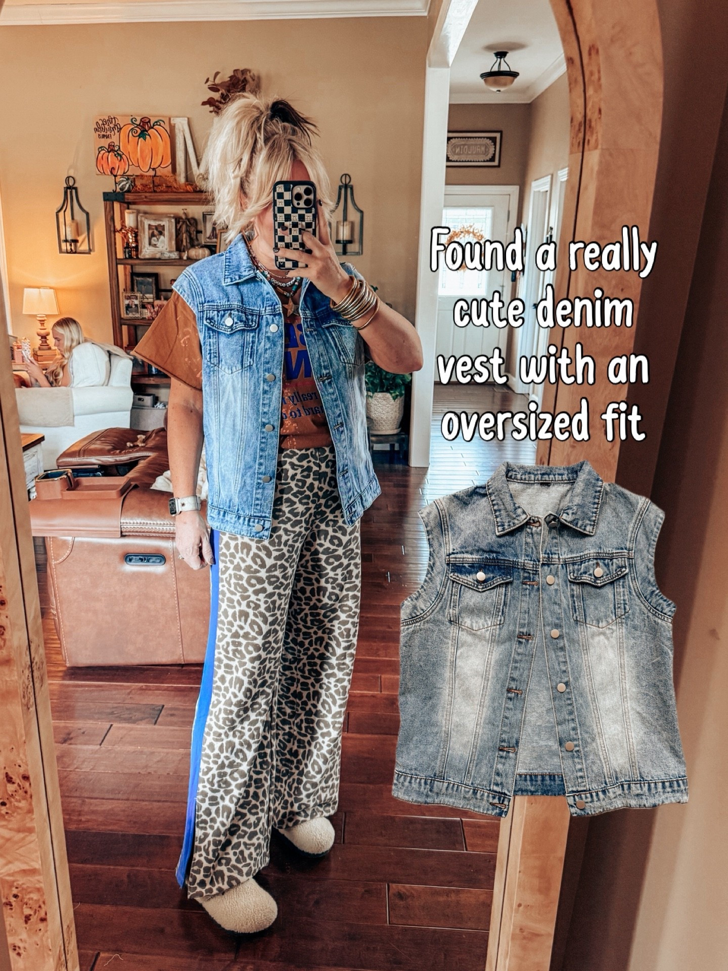 This denim vest has a very close fit like the denim jacket I cut the sleeves off of. 
Vest - M if you want a more oversized fit I’d size up  
Pants - M
Birkenstocks - true to size 
T-shirt - L

#LTKStyleTip #LTKFindsUnder50 #LTKOver40