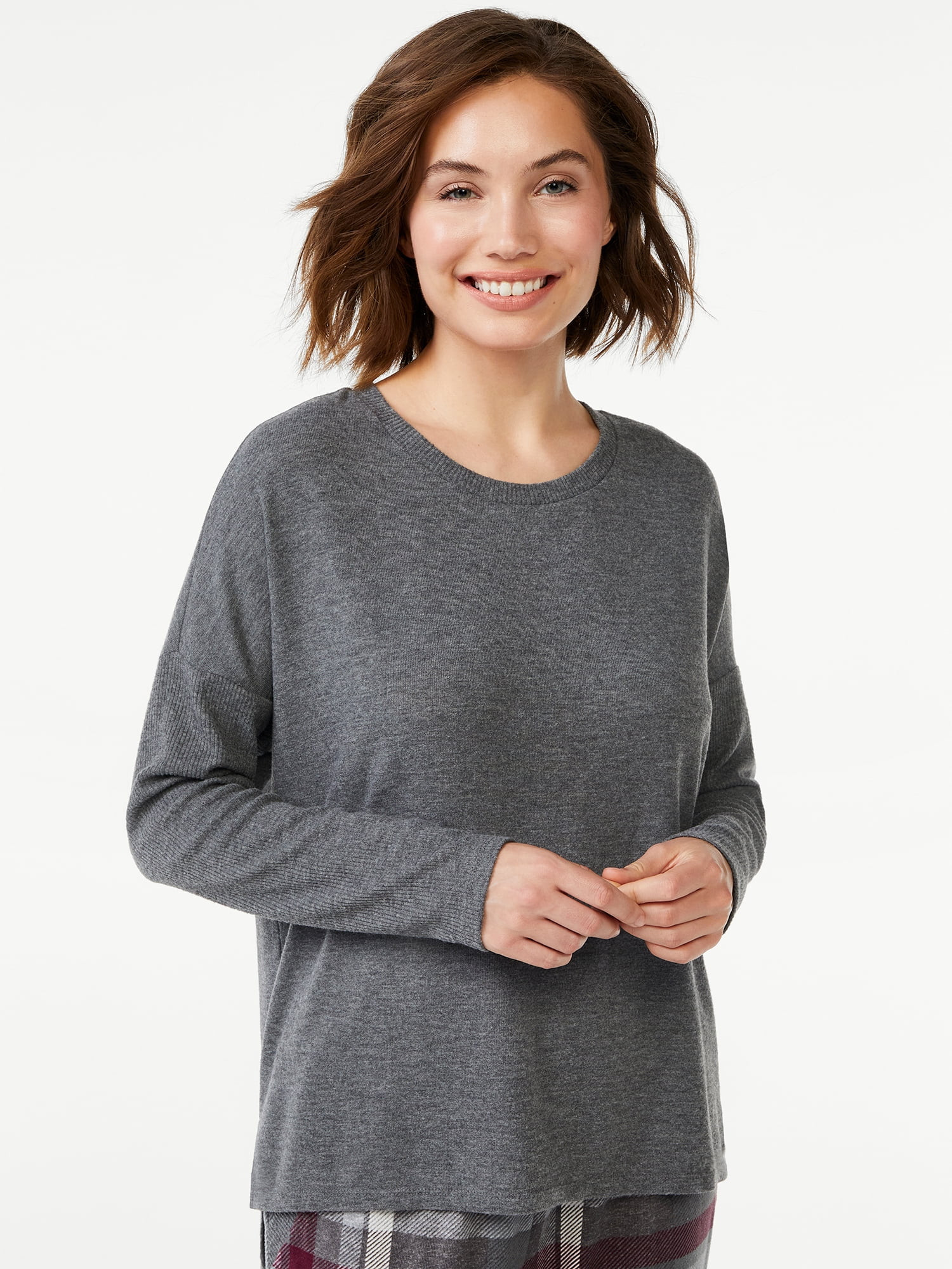 Joyspun Women's Long Sleeve Sleep Top, Sizes up to 3X - Walmart.com | Walmart (US)