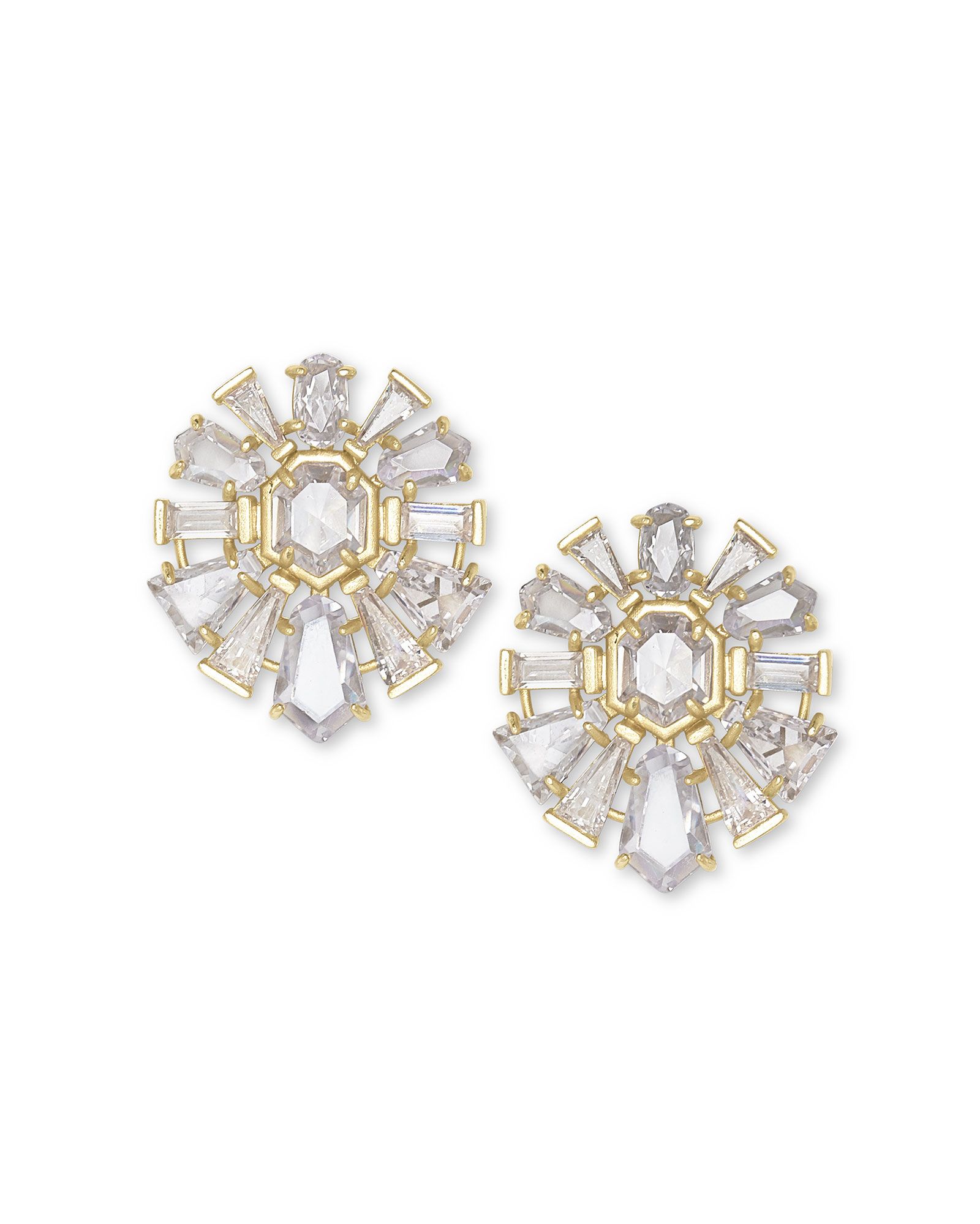 Jentry Gold Stud Earrings in Lustre Glass | Kendra Scott