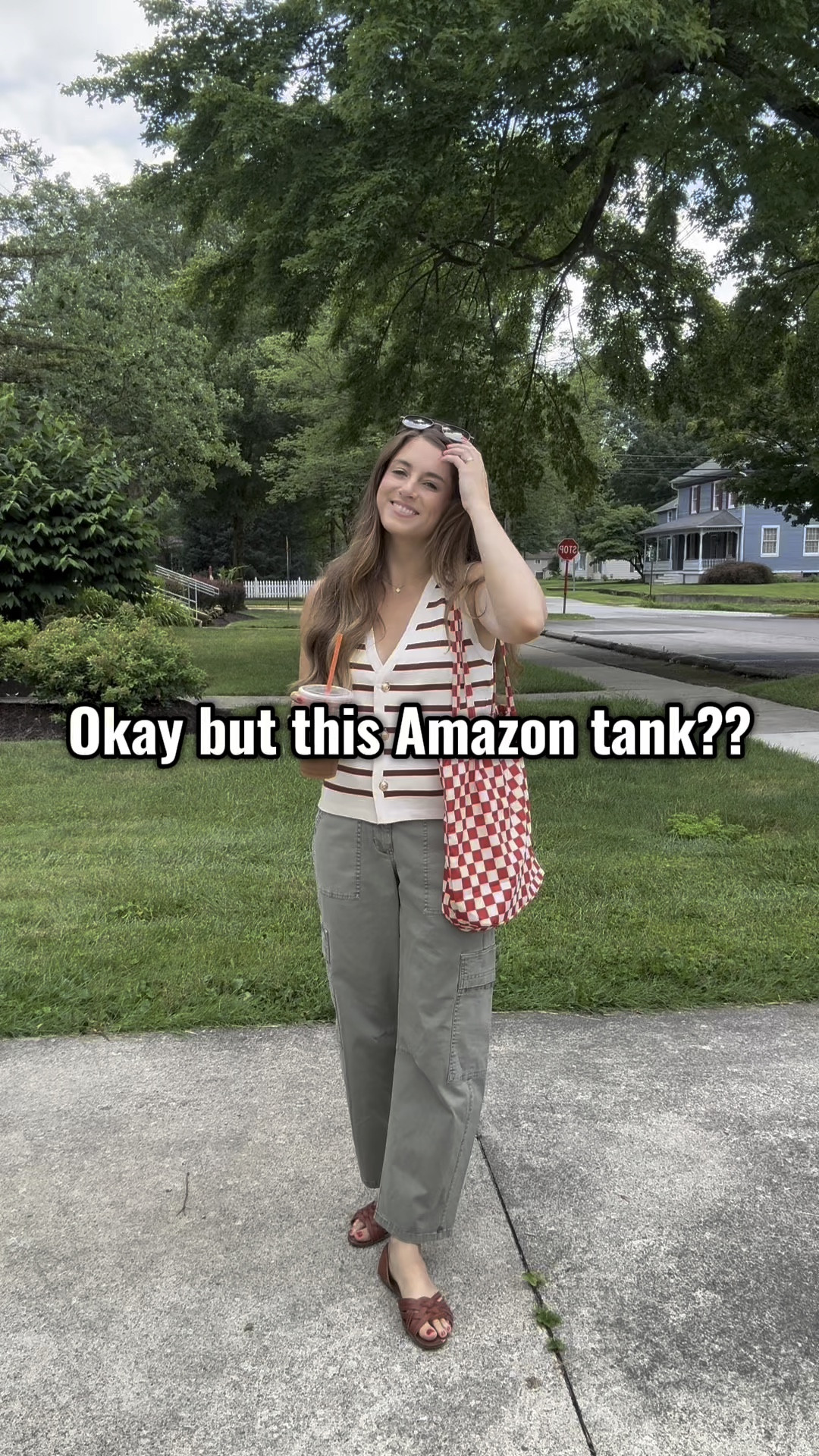 Obsessed with this striped Amazon sweater tank! Perfect fall transition piece! Paired with my fav target cargo barrel pants! Don’t forget this adorable checkered bag for under $10! 

#LTKWorkwear #LTKFindsUnder50 #LTKItBag