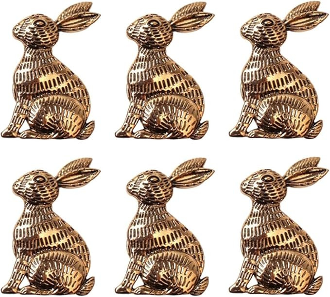 6Pcs Rabbit Cabinet Knobs, Metal Rabbit Cabinets Handles, Decorative Drawer Pulls, Single Hole Ha... | Amazon (US)