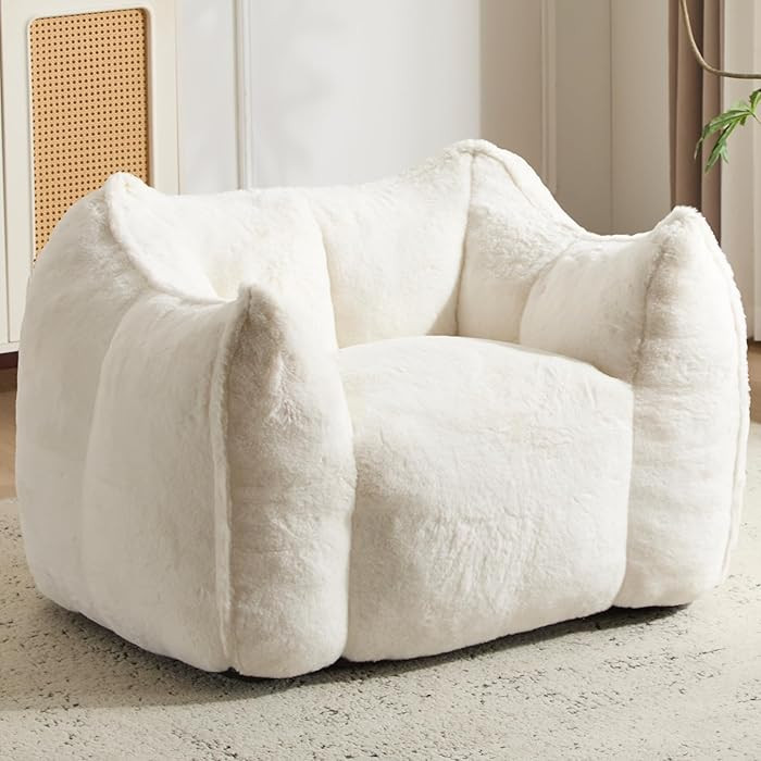 Giant Bean Bag Chair, Comfy Large Bean Bag Chairs for Adults and Kids, Fluffy Faux Rabbit Fur Flo... | Amazon (US)
